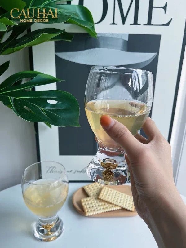 Set 2 Ly Bia Thuỷ Tinh Glacier Golden Diamond Cocktail Glasses  370Ml