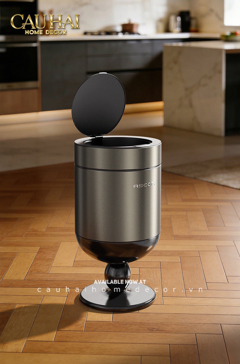 Thùng Rác Titanium Goblet Stainless Steel Modernist Trash Cans 20L 25x54