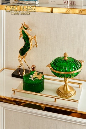 Maison Couture - Set of 2 Papillon Émeraude Royale Glass Jars