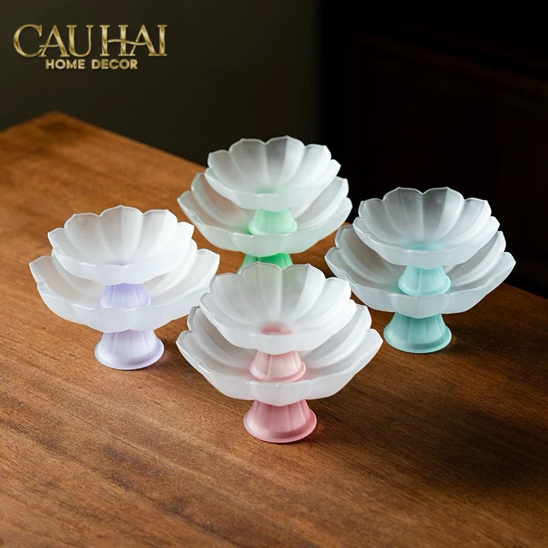 Đĩa Pha Lê Lưu Ly Blanc Jade Dynasty Lotus