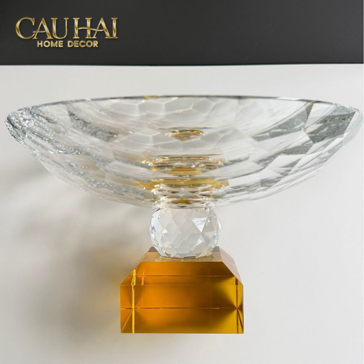 Maison Couture - Đĩa Trái Cây Pha Lê  Amber Cristalleries Fruit Plates Centerpieces 9x28x15