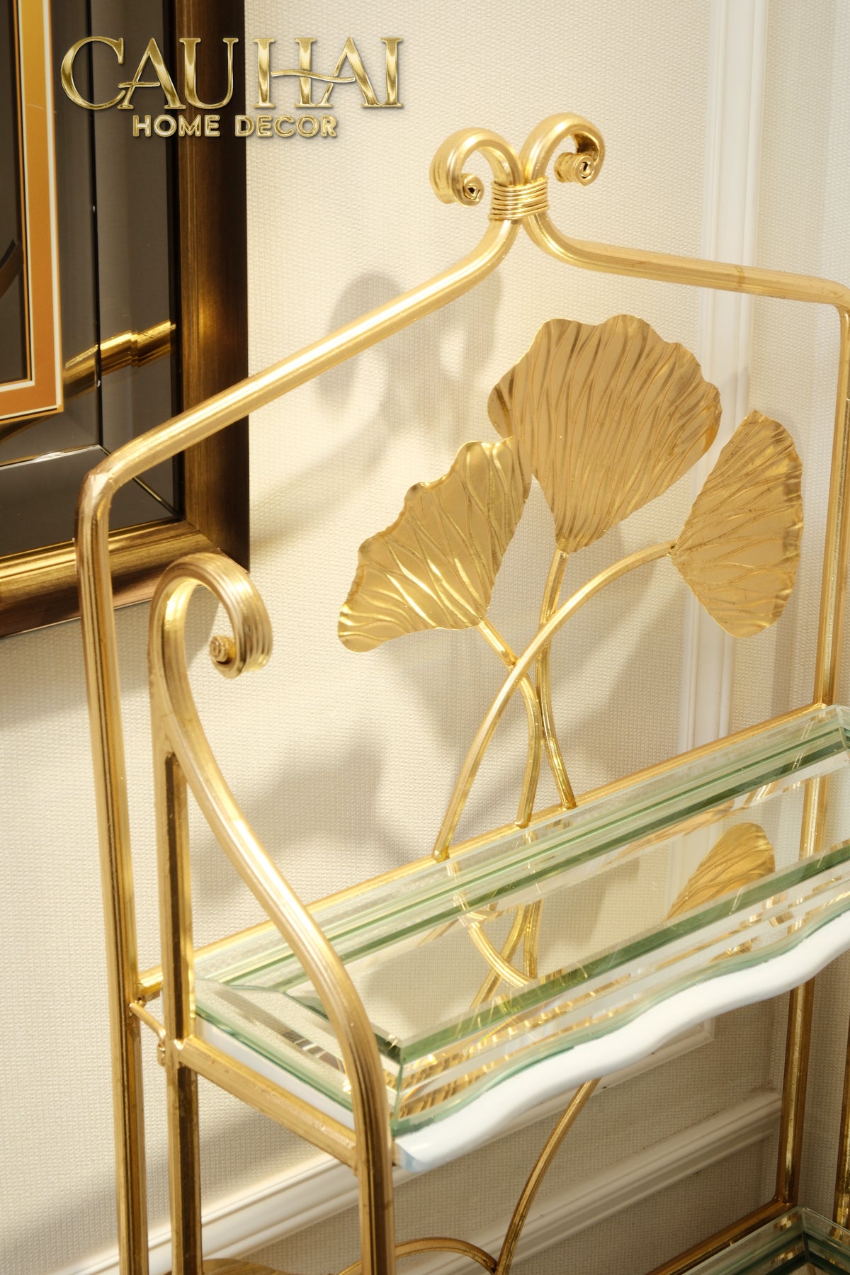 Maison Couture - Kệ Trưng Bày Lá Ngân Hạnh 4 Tầng Ginkgo Royale Étagère 14K Mirror-KỆ TRANG TRÍ-CẬU HAI HOME DECOR