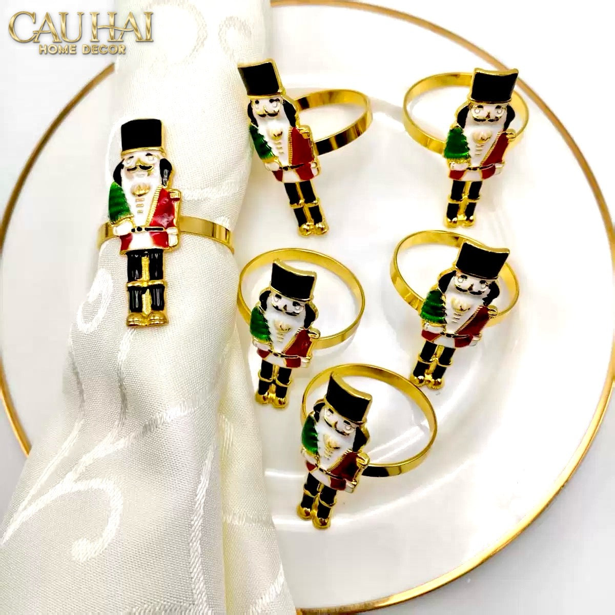 Fêtes Couture - Vòng Khăn Ăn - Napkin Ring Nutcracker Mistletoe-CẬU HAI HOME DECOR