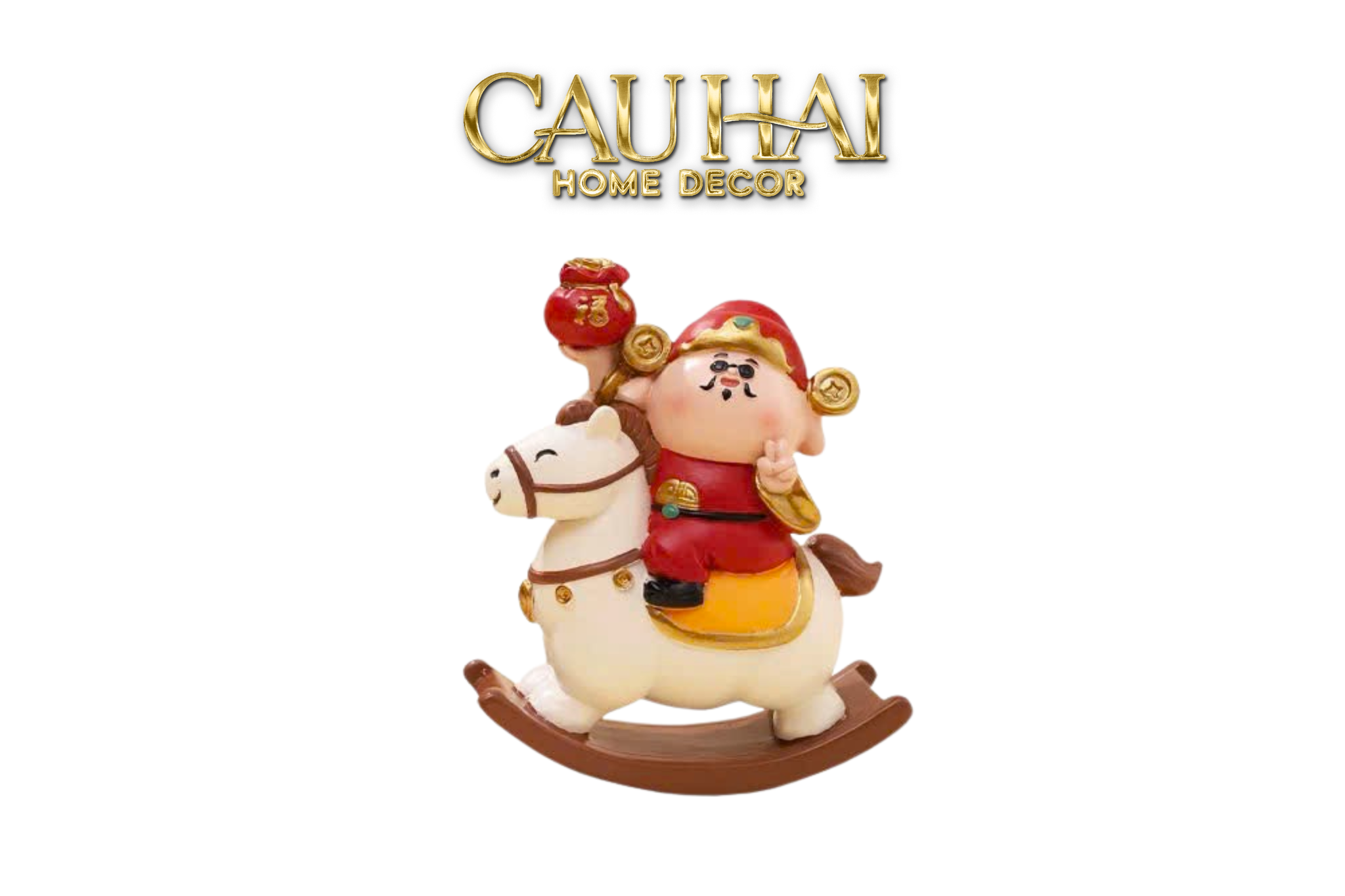 Tết Couture - Set Tượng Thần Tài Mã Đáo Roly Poly Fortune Rider Figurine