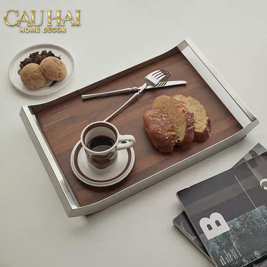 Khay Trang Trí Gỗ Chữ Nhật Sterling Walnut 45x30