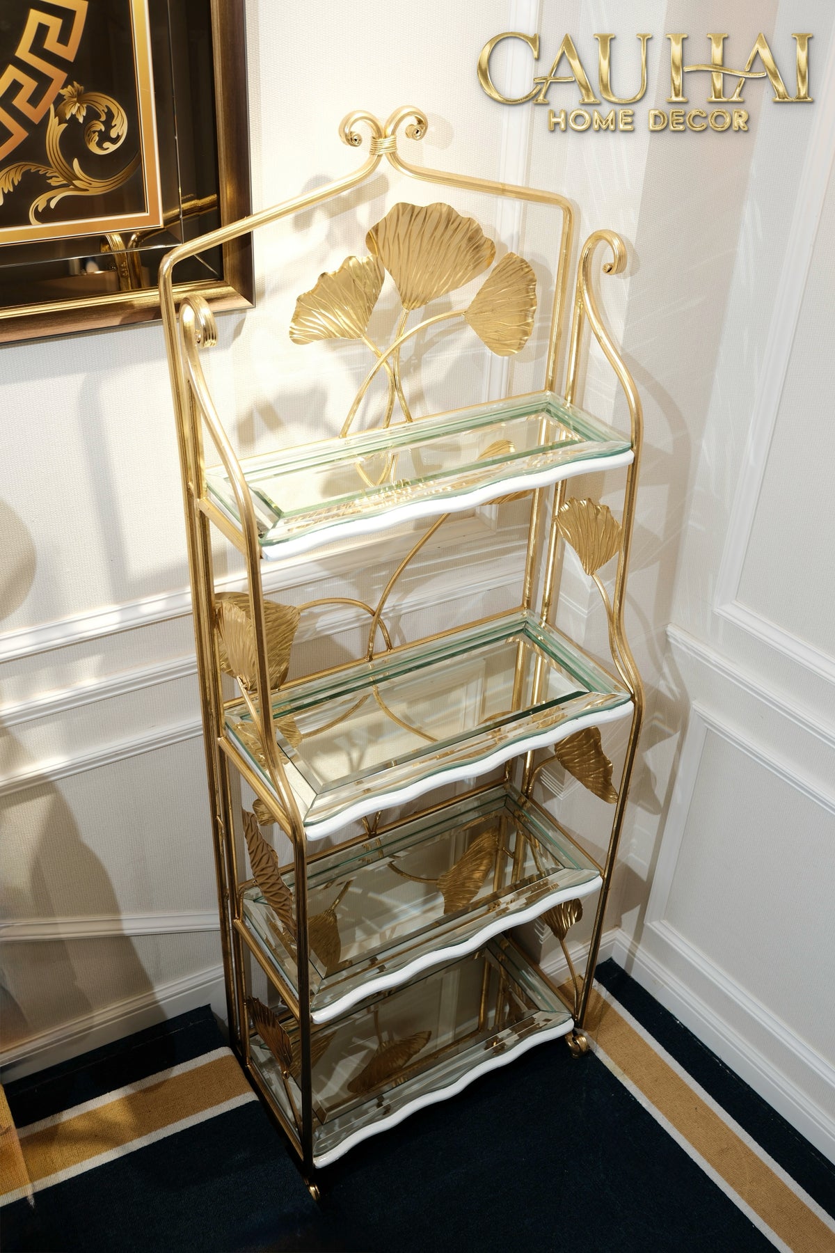Maison Couture - Kệ Trưng Bày Lá Ngân Hạnh 4 Tầng Ginkgo Royale Étagère 14K Mirror-KỆ TRANG TRÍ-CẬU HAI HOME DECOR