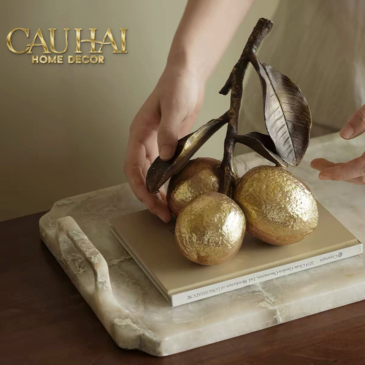 Gilded Lemon Cluster Statue — Vermeil Citron Trois