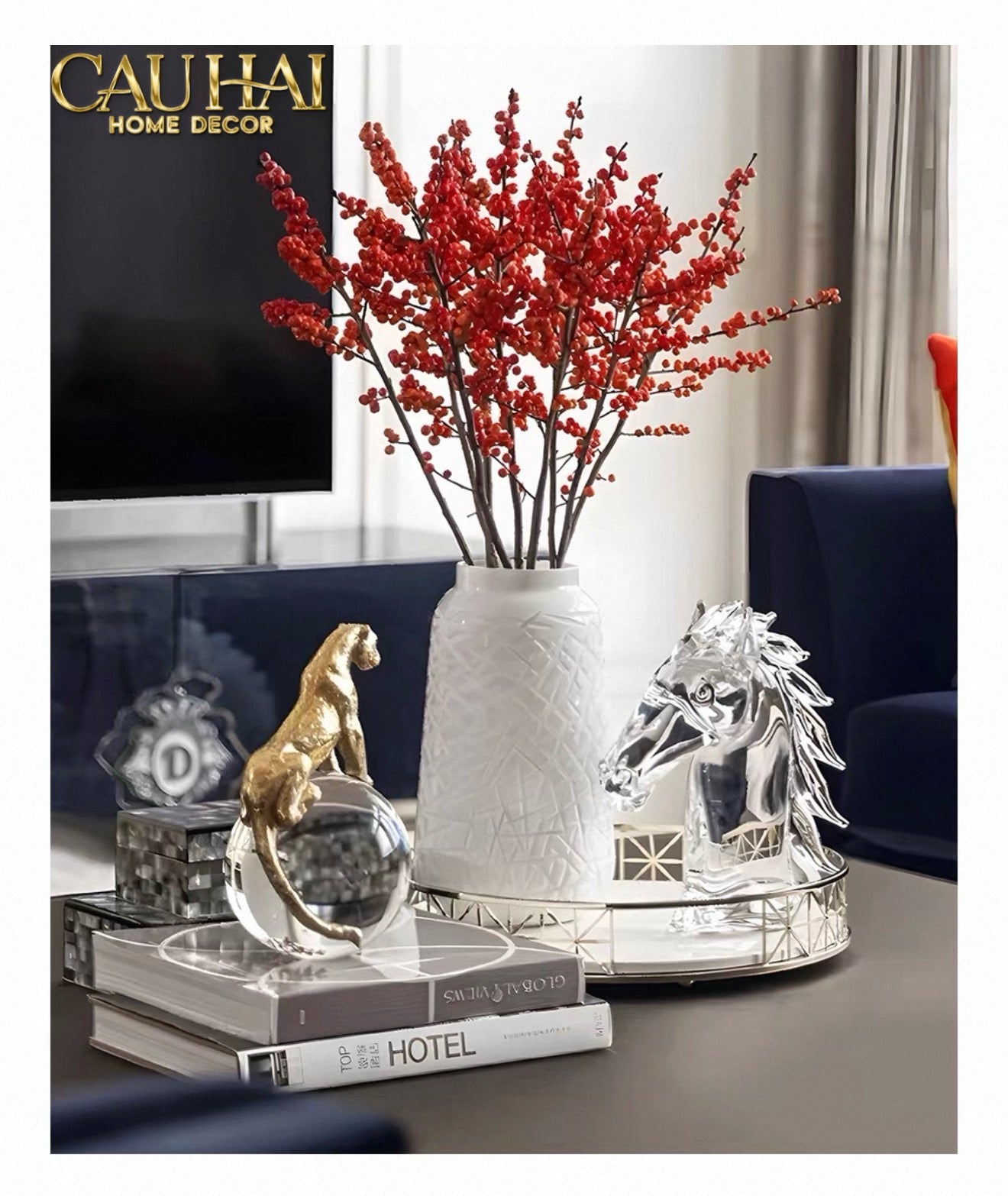 Maison Couture - Tượng Quả Cầu Pha Lê - Tượng Báo Bằng Đồng -   Regal  Brasson Panther Globe 15x30
