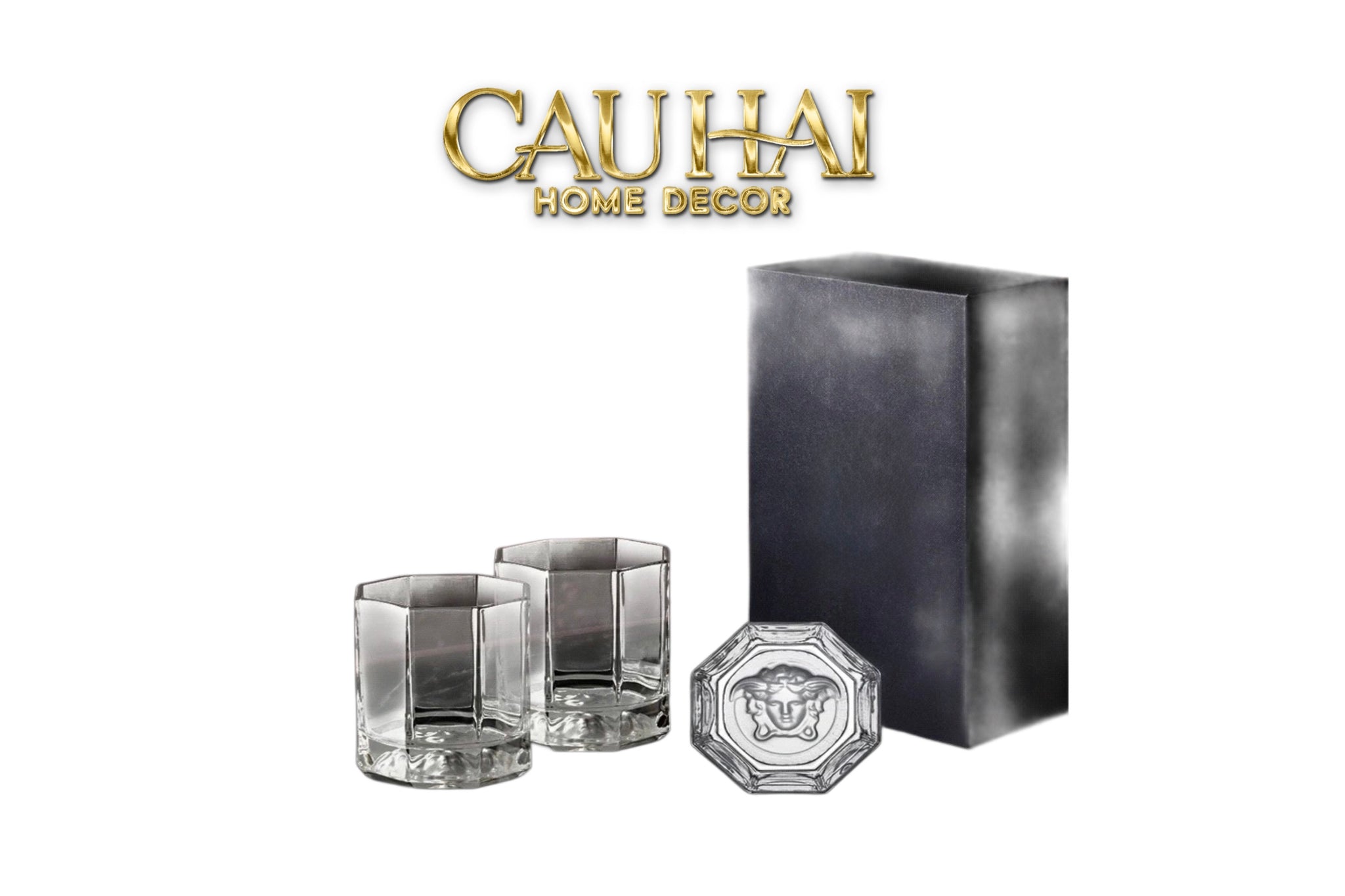 Maison Couture - Set 2 Ly Pha Lê  Medusa V Class Cristalleries Facetté Rock Lowball Glasses  170ml