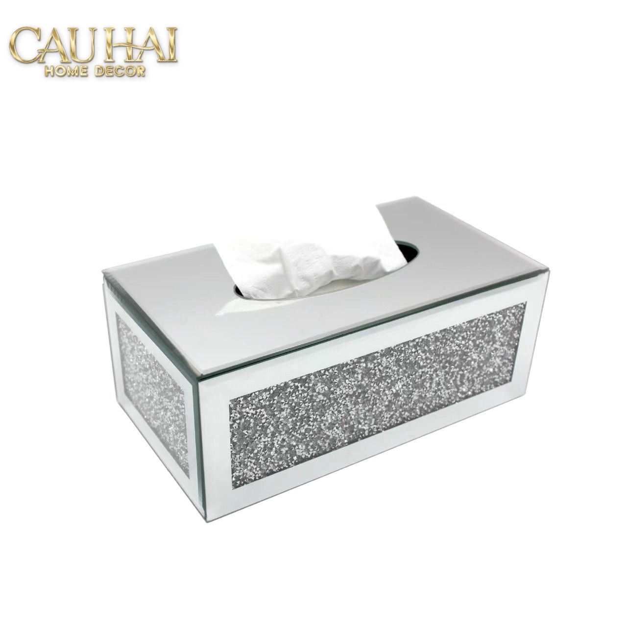 Haute Folie - Hộp Giấy Chữ Nhật Viền Gương Cắt Cạnh — Starlight Mirrored Tissue Box