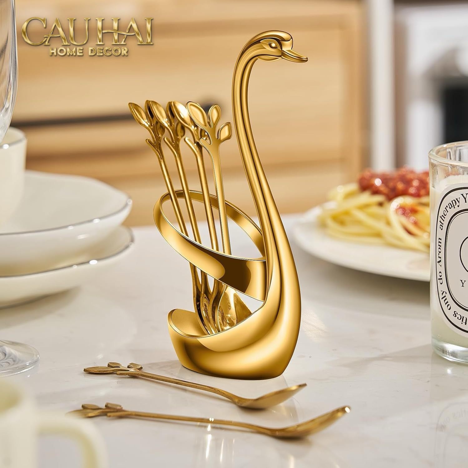 Set 6 Cái Nĩa Dessert Metal Swan Éclat D'Or 6pcs