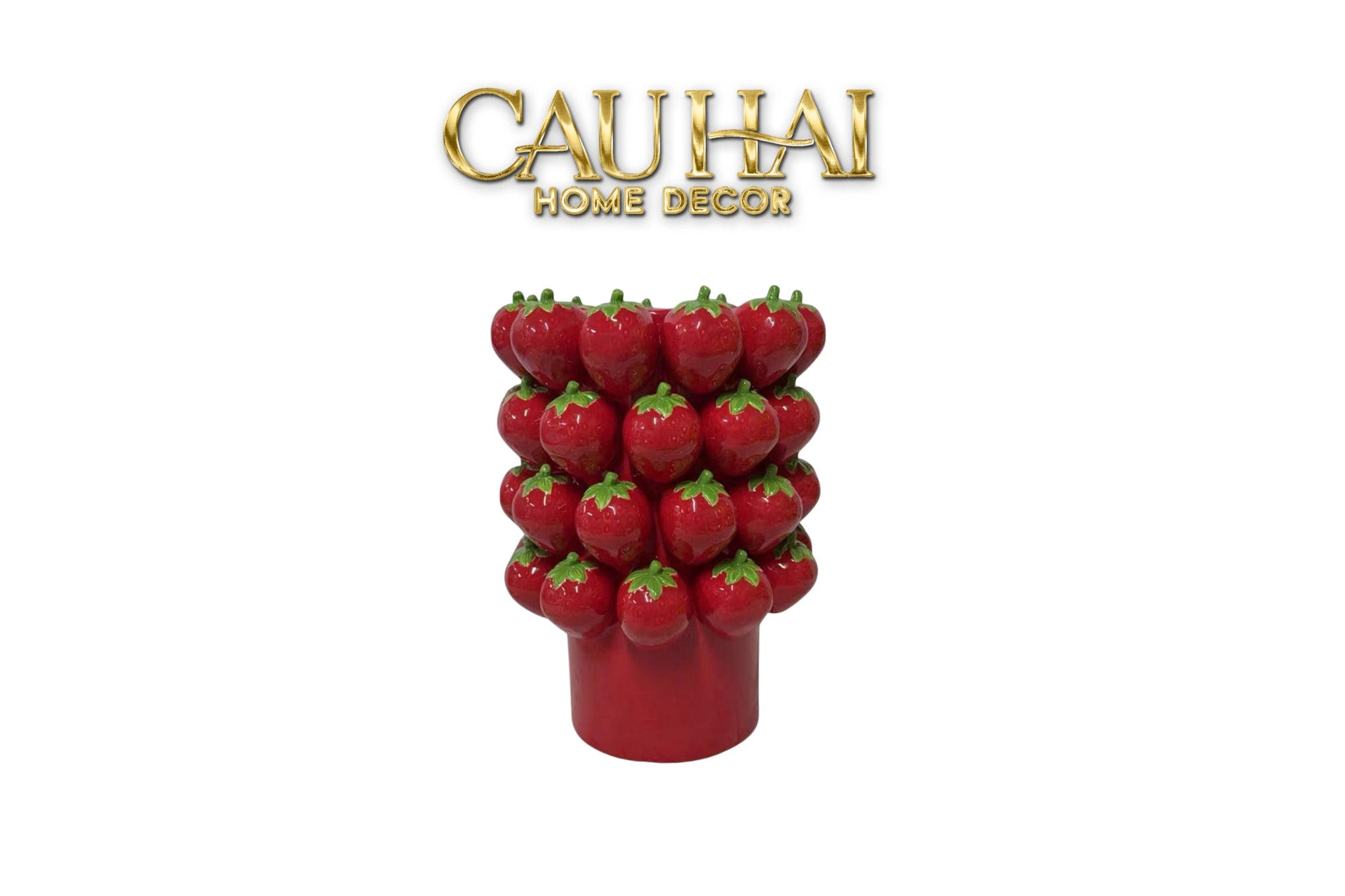 La Sicilia Royale - Bình Hoa Gốm Sứ Strawberry Impériale Rouge 19x26 H25