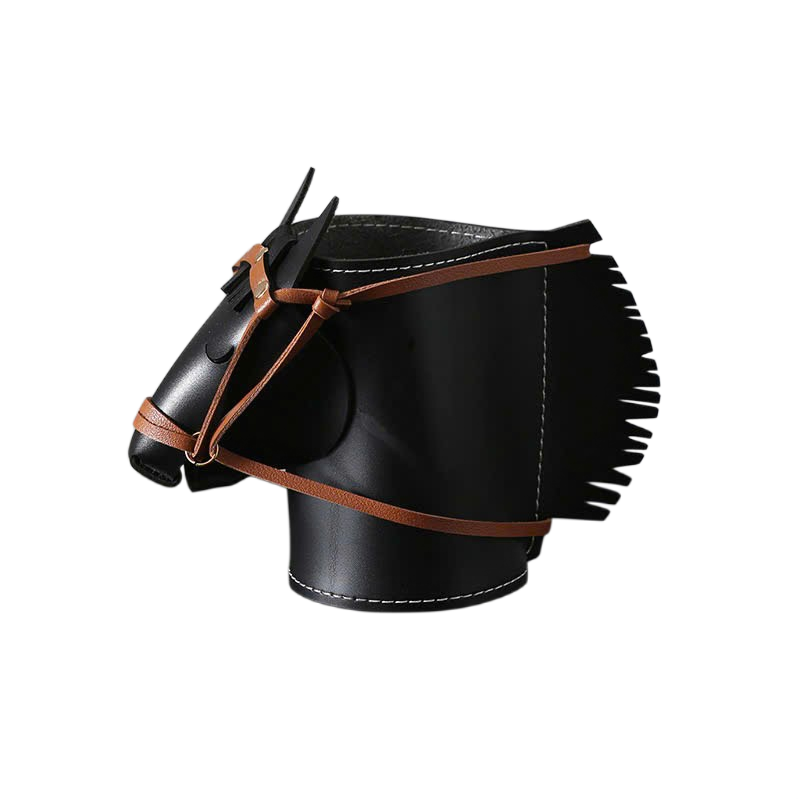 Maison Couture - Lọ Trang Trí Đầu Ngựa Da Thuộc Equestrian Head Leather Saddle Brun Vessel 13x17