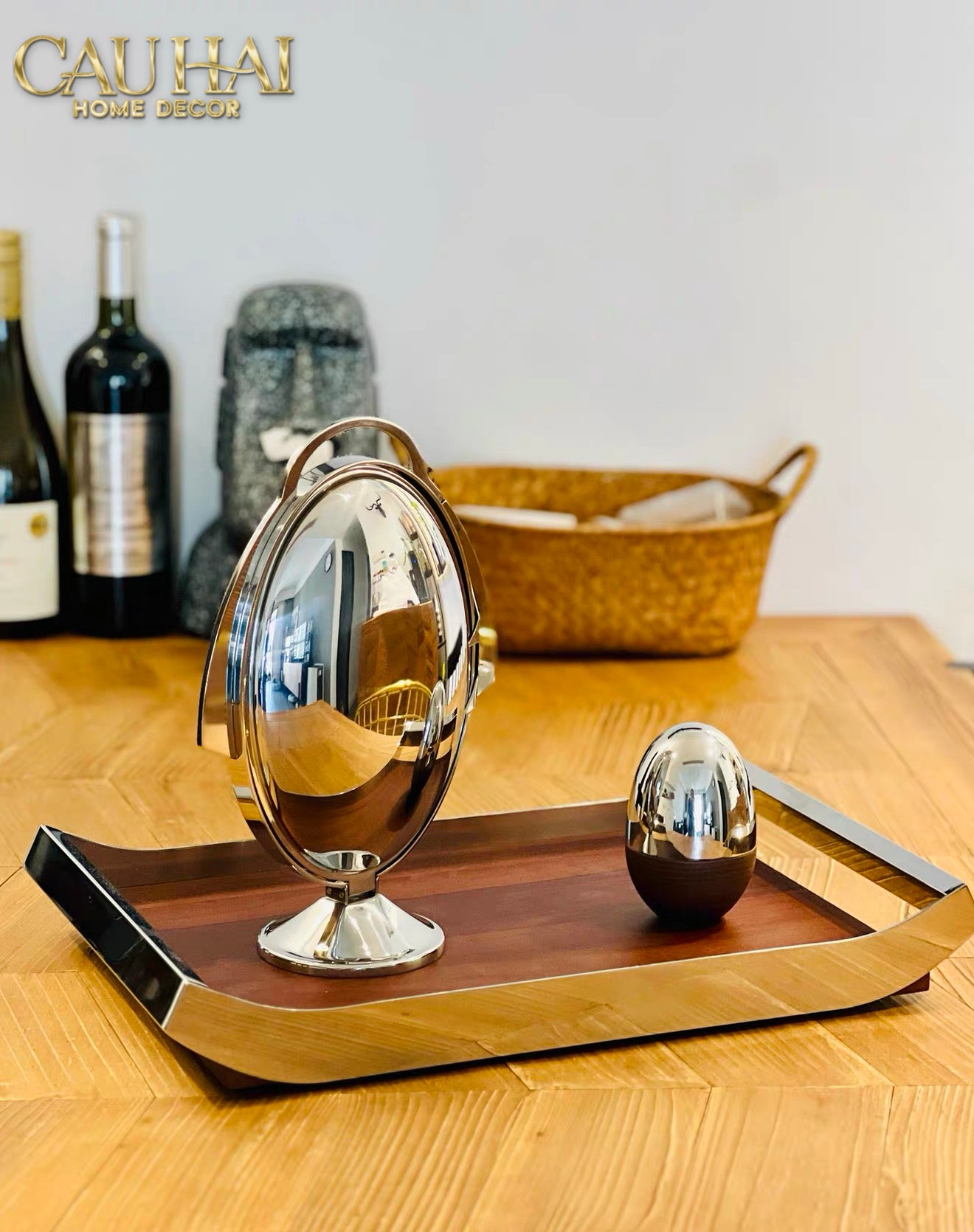Khay Trang Trí Gỗ Chữ Nhật Sterling Walnut 45x30
