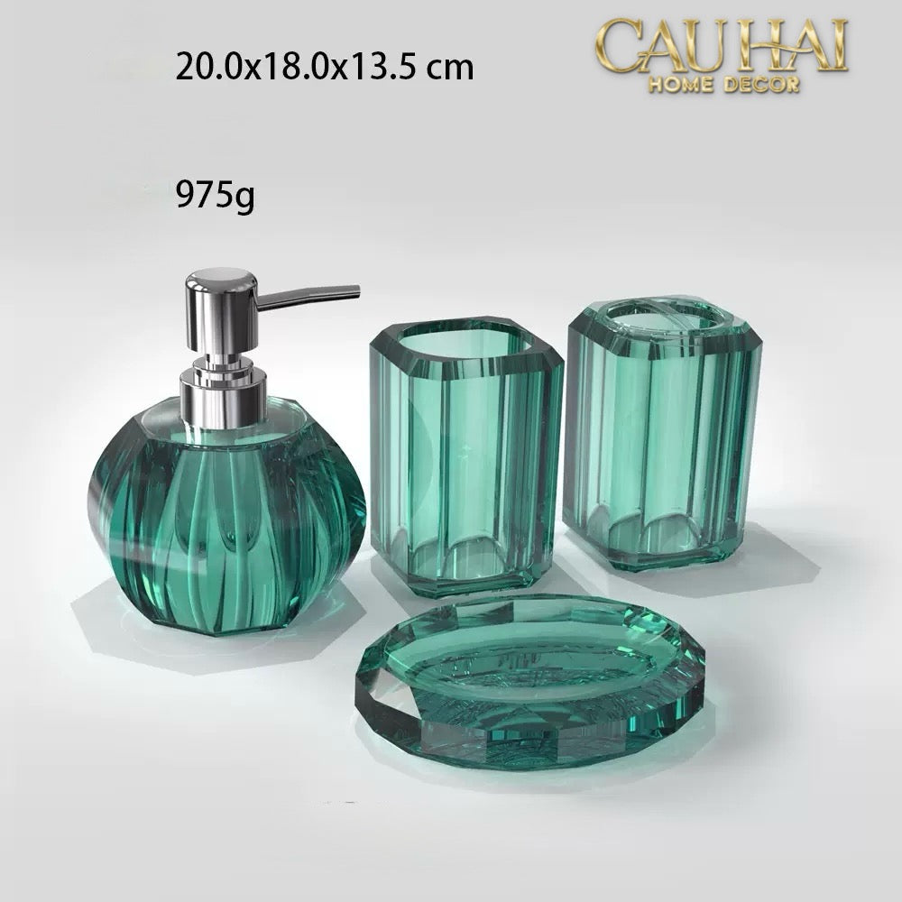 Set Nhà Tắm Acrylic 4 Món Jade Gemstone Bathroom Vanity Set 4pcs