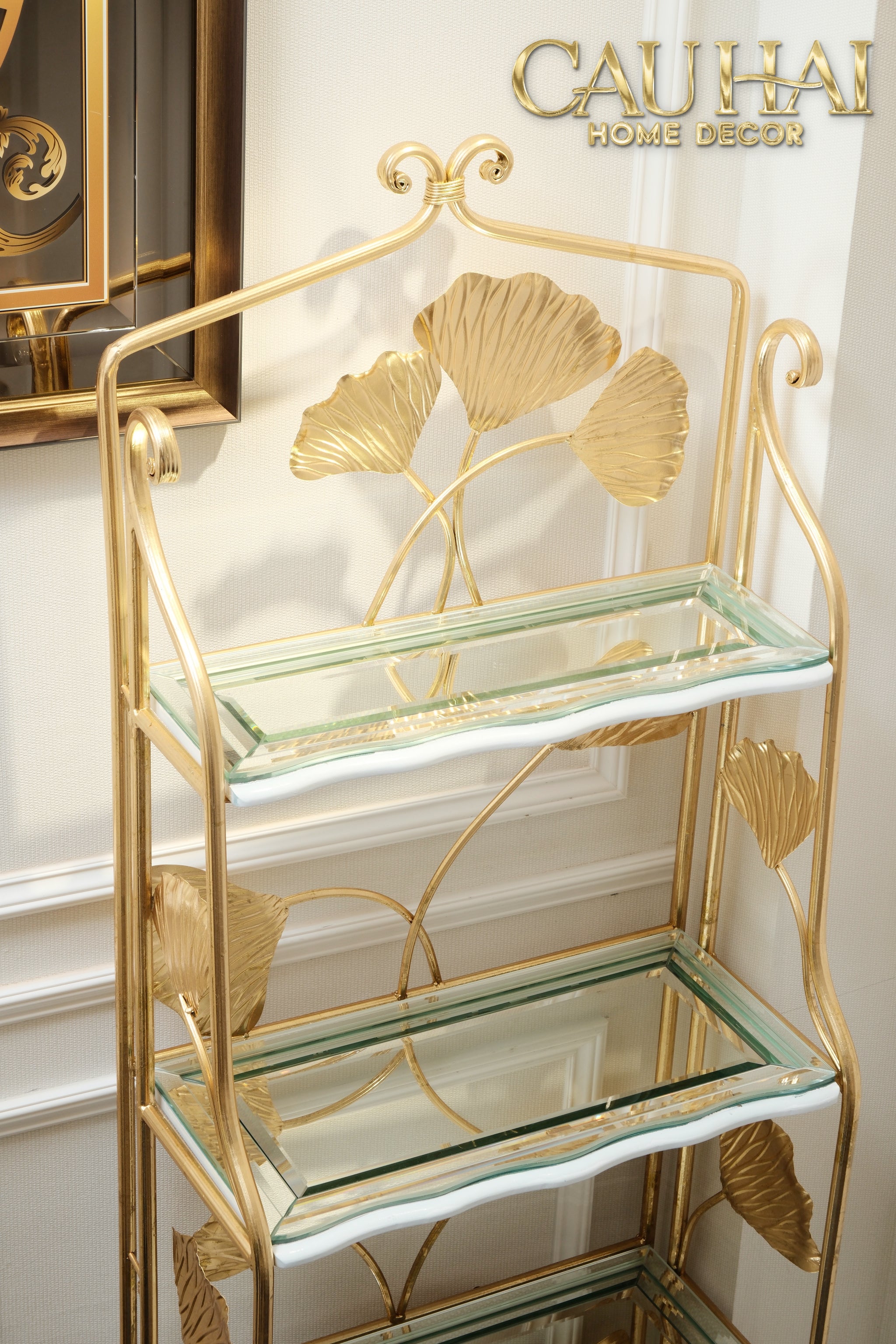 Maison Couture - Kệ Trưng Bày Lá Ngân Hạnh 4 Tầng Ginkgo Royale Étagère 14K Mirror-KỆ TRANG TRÍ-CẬU HAI HOME DECOR