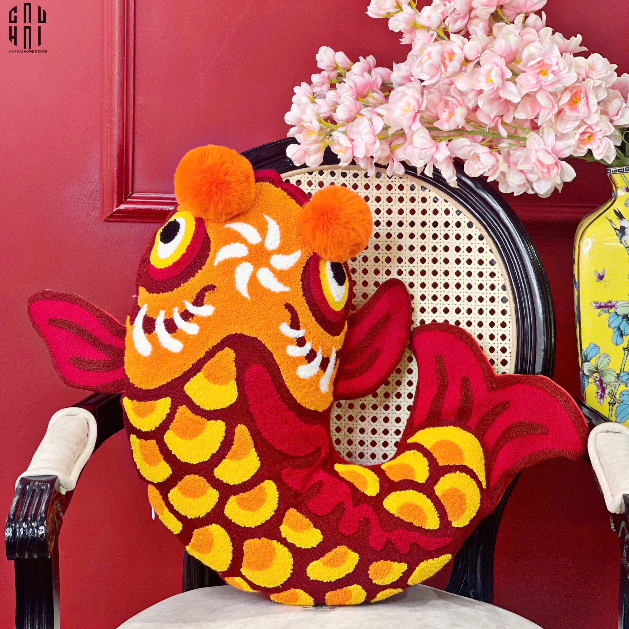 Tết Couture - Gối Cá Chép Vũ Môn - Kim Lý Hoá Long Art Cushion