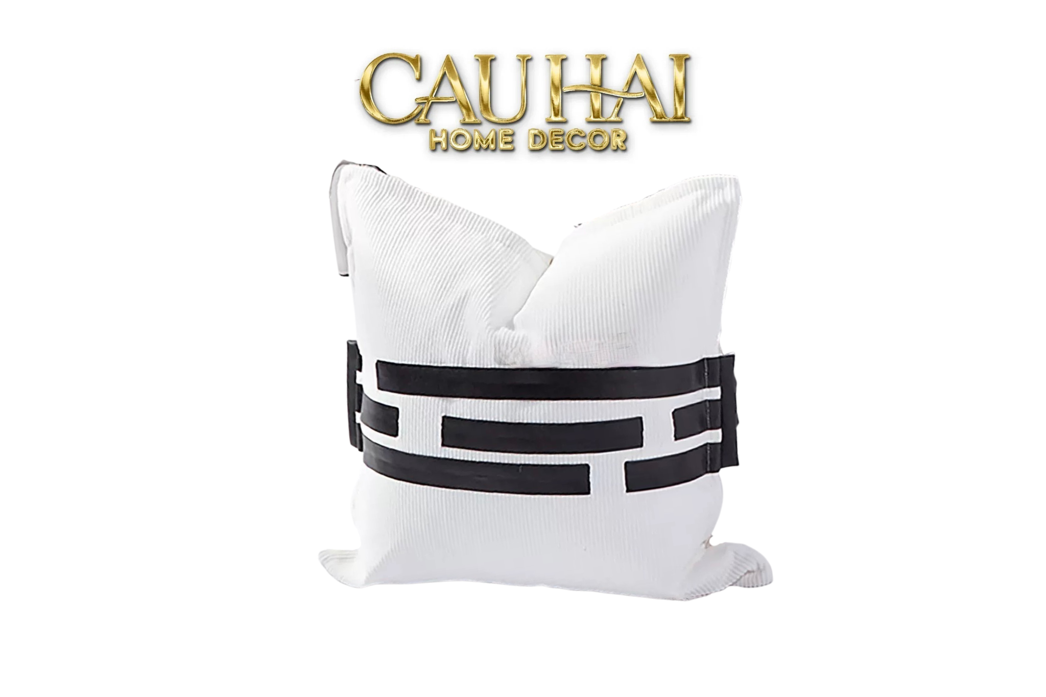 Vỏ Gối Bouclé Belt Noir Ivory 45x45