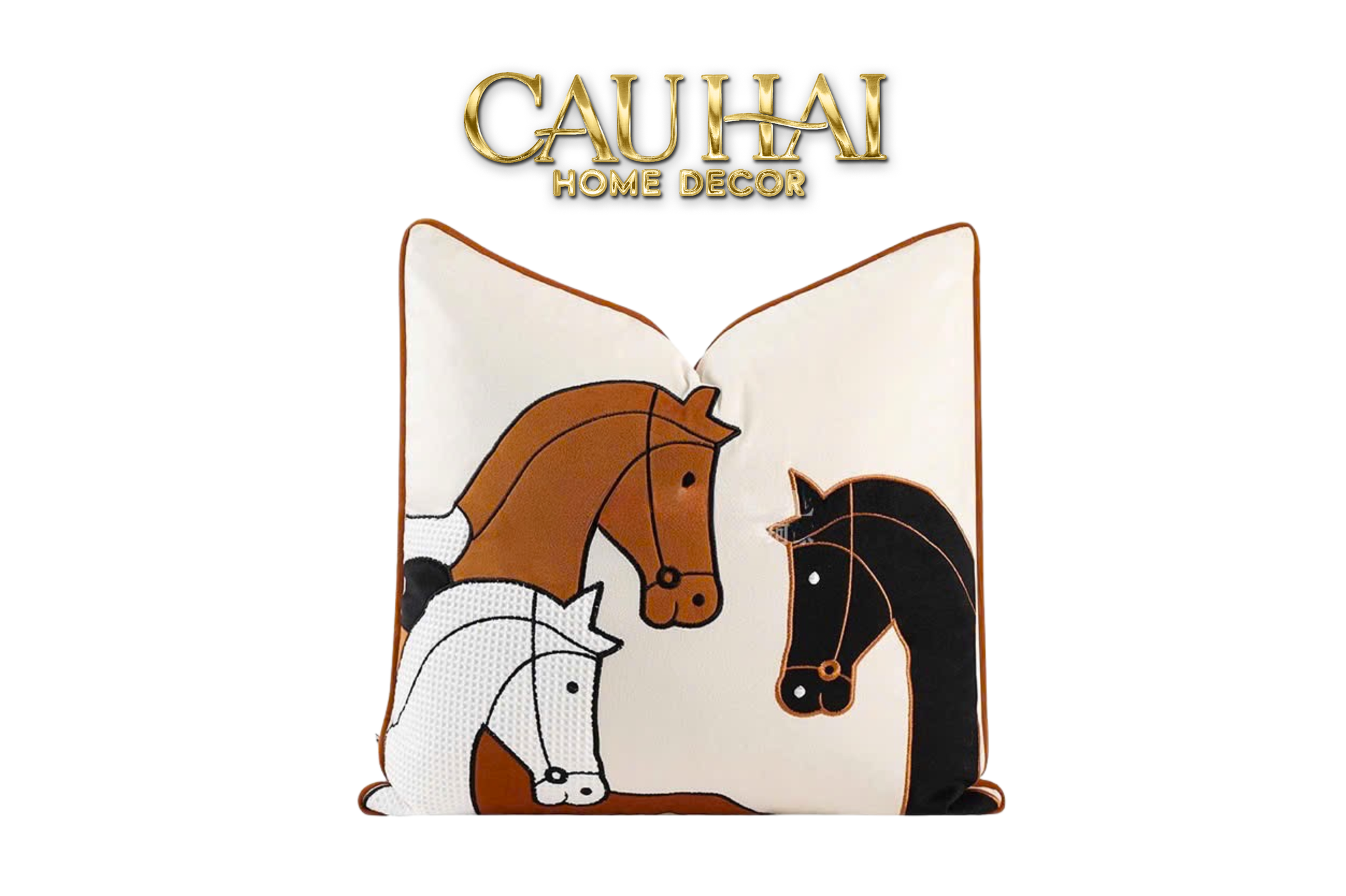 Vỏ Gối Nhung Triptyque   Équestre Moderne Embroidered  Dialogue 45