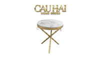 Bàn Sofa Marble Tròn Chinoiserie Bamboo D'Or Ivory H49x53