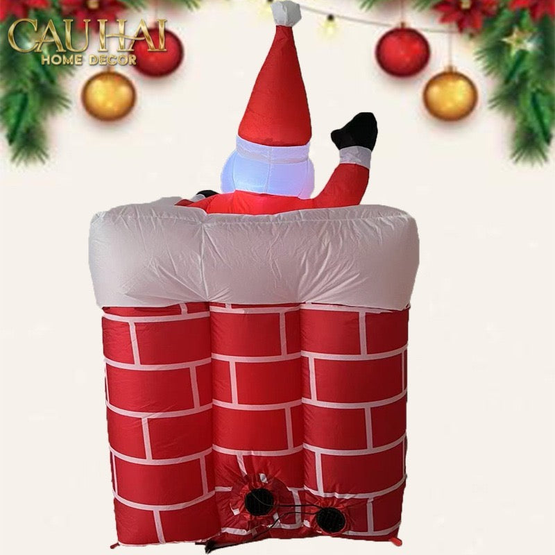 Fêtes Couture - Ông Già Noel Leo Ống Khói - Santa Salutation Cheminée-CẬU HAI HOME DECOR