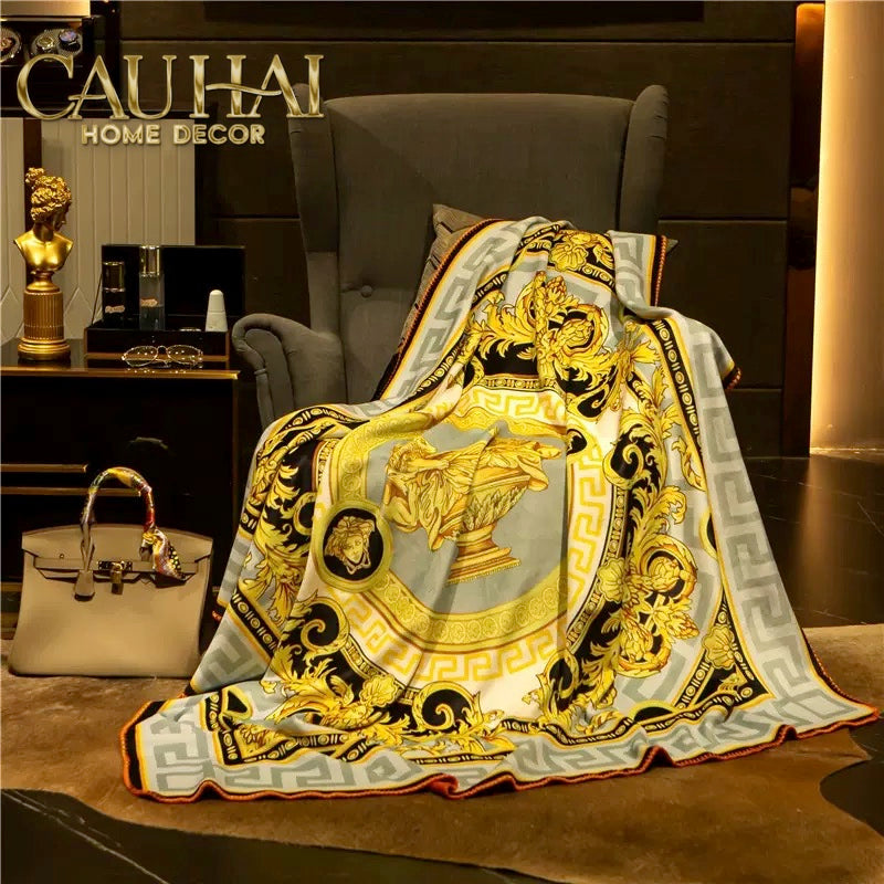 Chăn Blanket Velvet Baroque Platinum 150x150