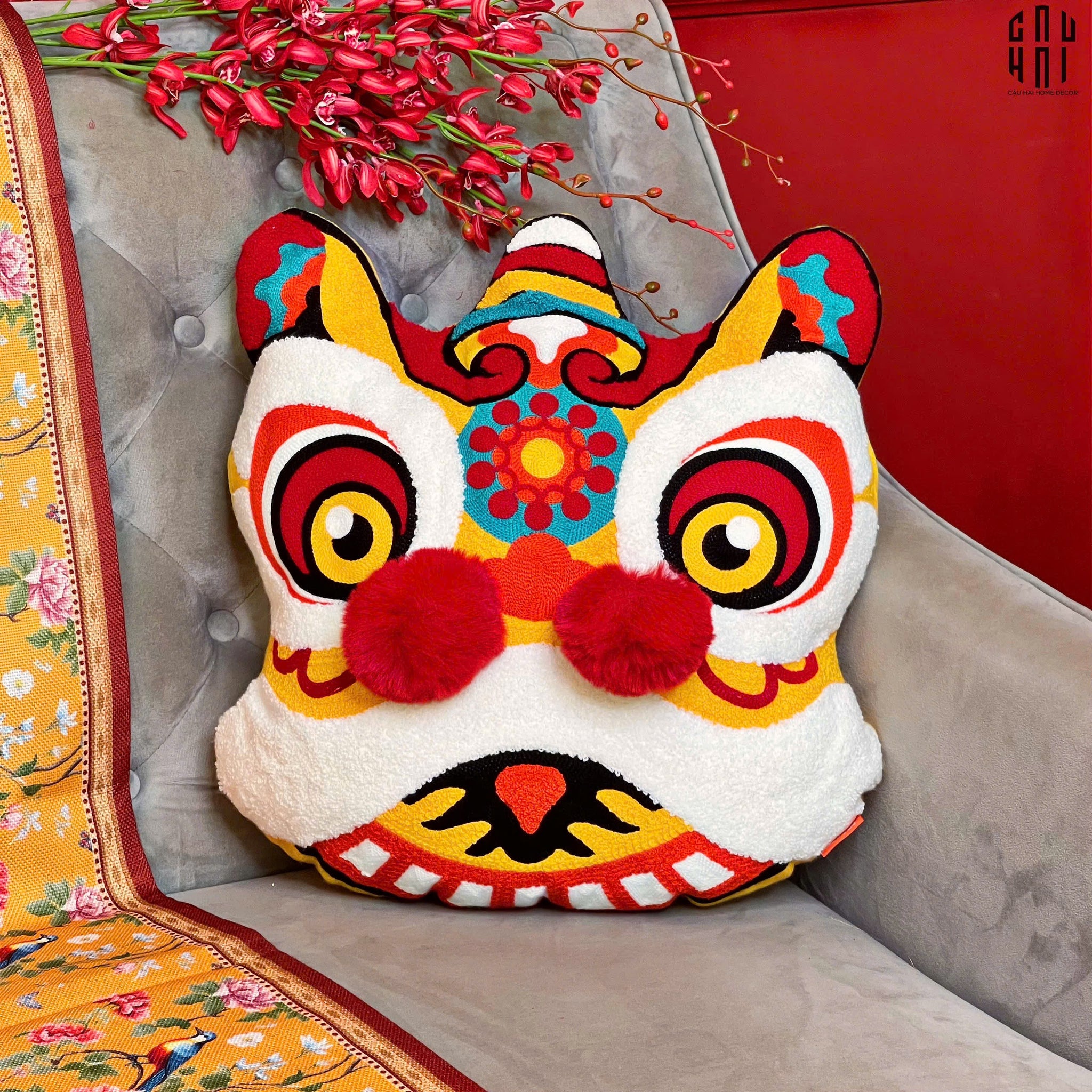 Tết Couture - Gối Lân Nguyệt Hỷ Tường Wool Tufted Art Cushion 45