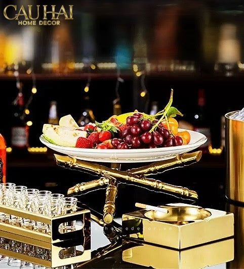 Đĩa Trang Trí Feuillage D'Or – Gilded 34Cm-CẬU HAI HOME DECOR