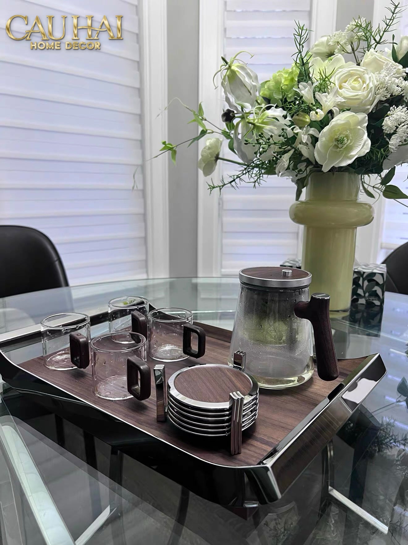 Khay Trang Trí Gỗ Chữ Nhật Sterling Walnut 45x30