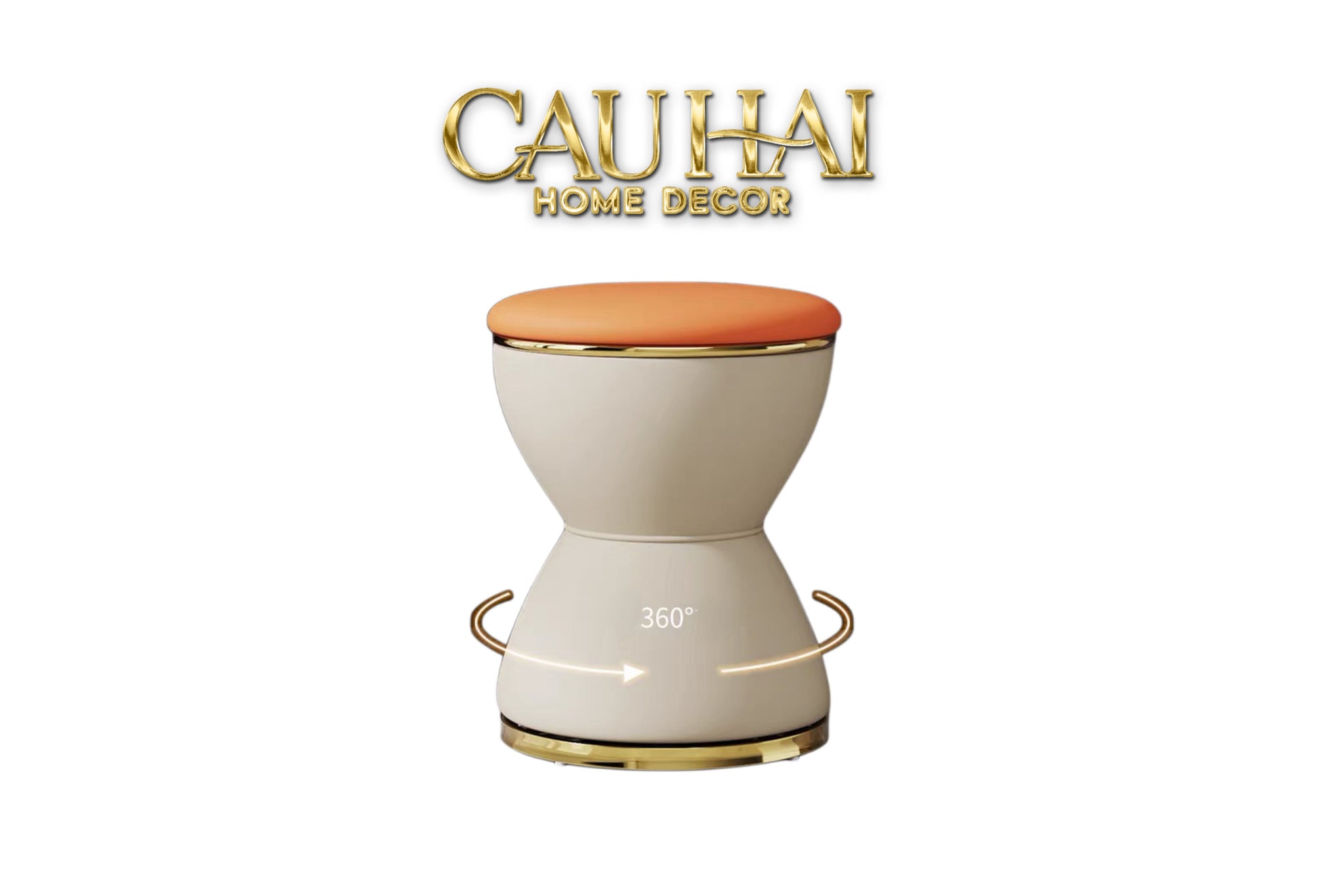 Ghế Đôn Da Hourglass Atelier Ivory H37