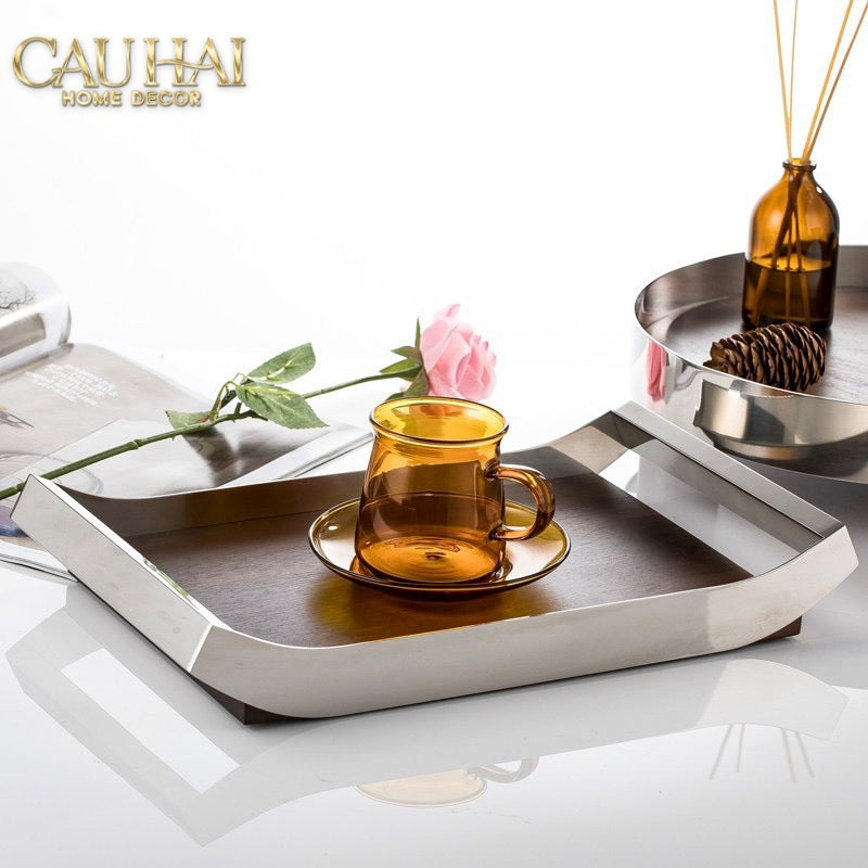 Khay Trang Trí Gỗ Chữ Nhật Sterling Walnut 45x30