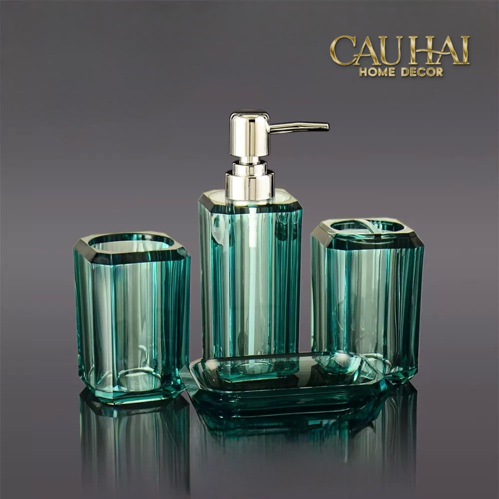 Set Nhà Tắm Acrylic 4 Món Jade Gemstone Bathroom Vanity Set 4pcs