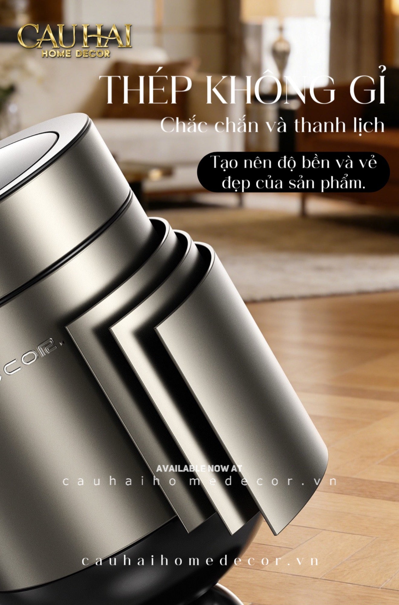 Thùng Rác Titanium Goblet Stainless Steel Modernist Trash Cans 20L 25x54