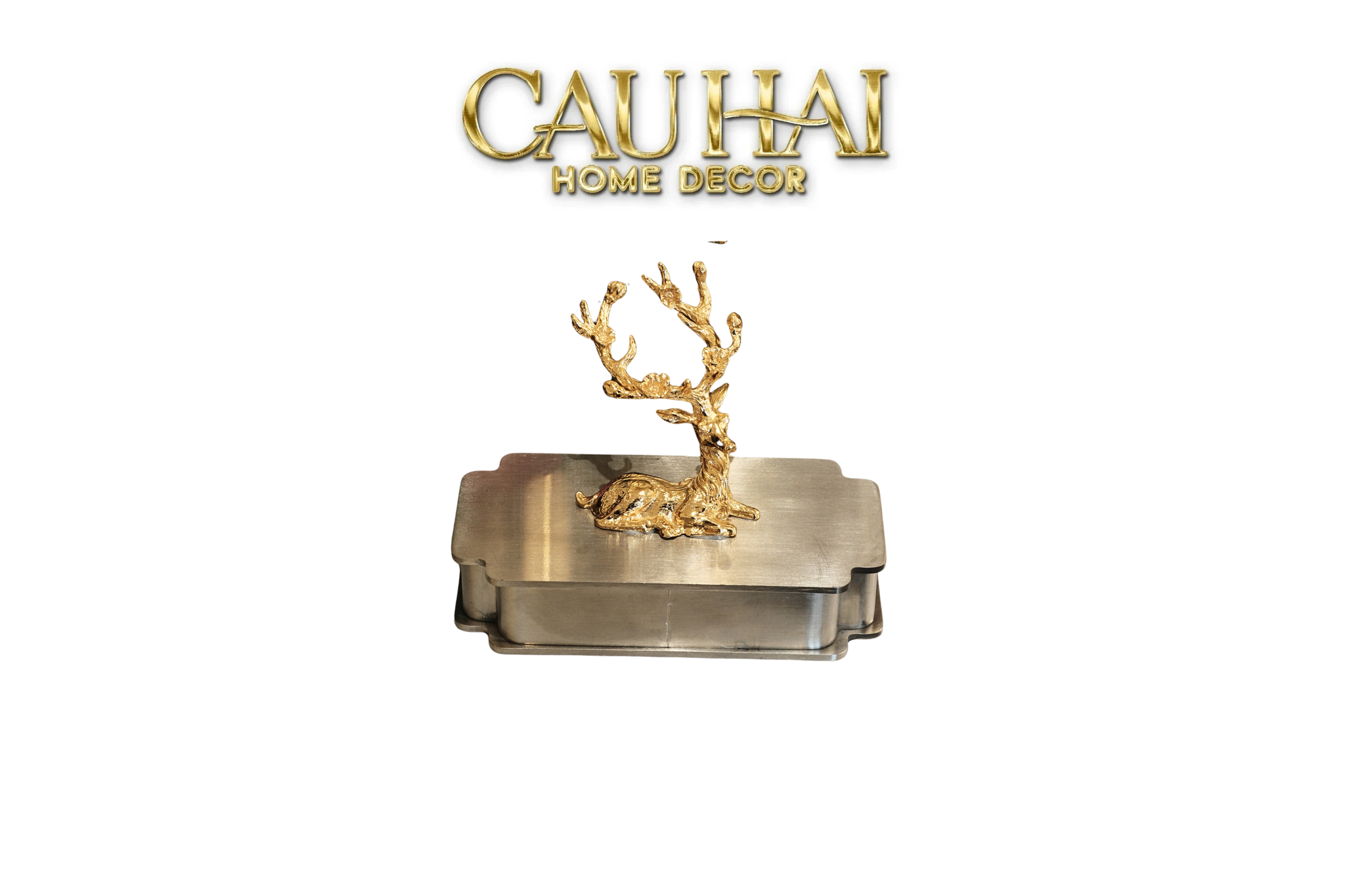 Hộp Tăm Bông Inox Laying Alley Cerf Héritage D'Or Toothpick Holder 6x12