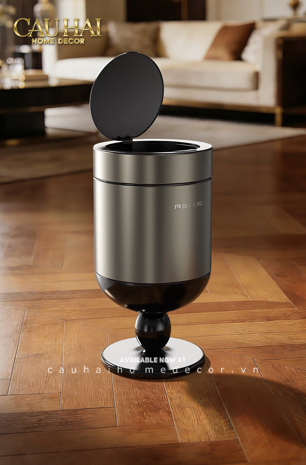 Thùng Rác Titanium Goblet Stainless Steel Modernist Trash Cans 20L 25x54