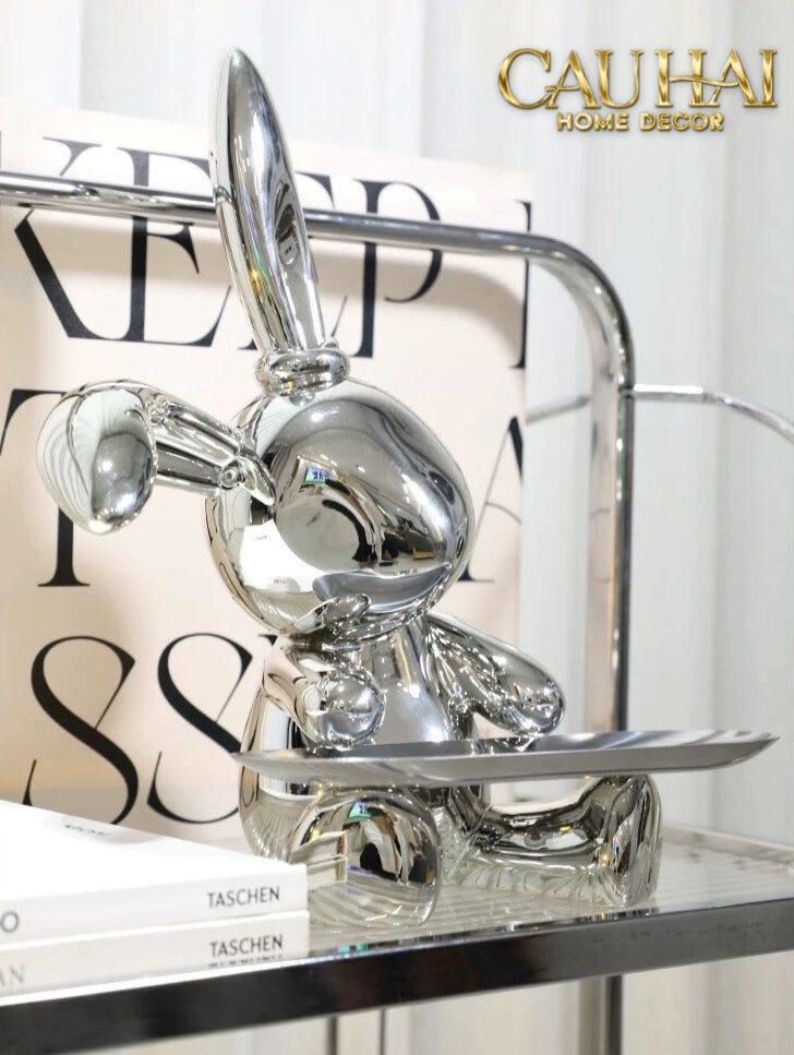 ELYSIAN FW25 - TƯỢNG THỎ FIGURINE PLATINUM LAPIN MINIMALISME CHIC-CẬU HAI HOME DECOR