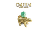 Maison Couture - Tượng Đồng Gấu Polar Bear Gemstone Vert Emerald Malachite 18x14