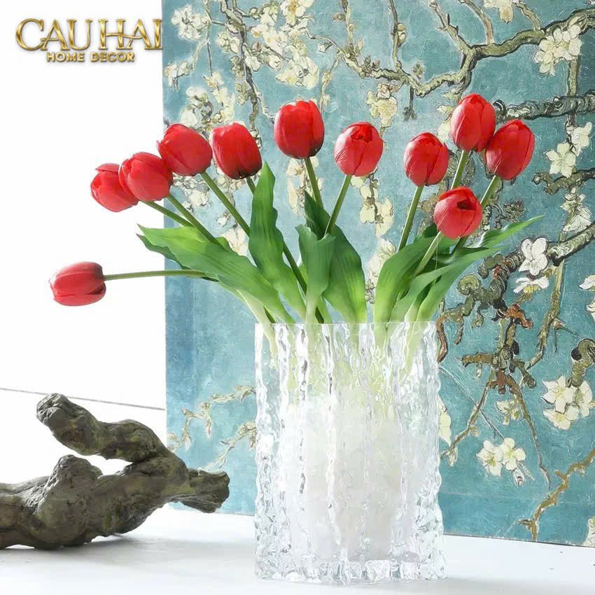 SET 5 HOA TULIP SOFTY MULBERRY / SESAME / ROUGE 35CM-CẬU HAI HOME DECOR