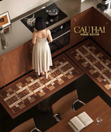 Set Thảm Bếp MicroFiber Gen8  Étoile Brun CHAÎNE D’ANCRE  Iconique 45x75/150