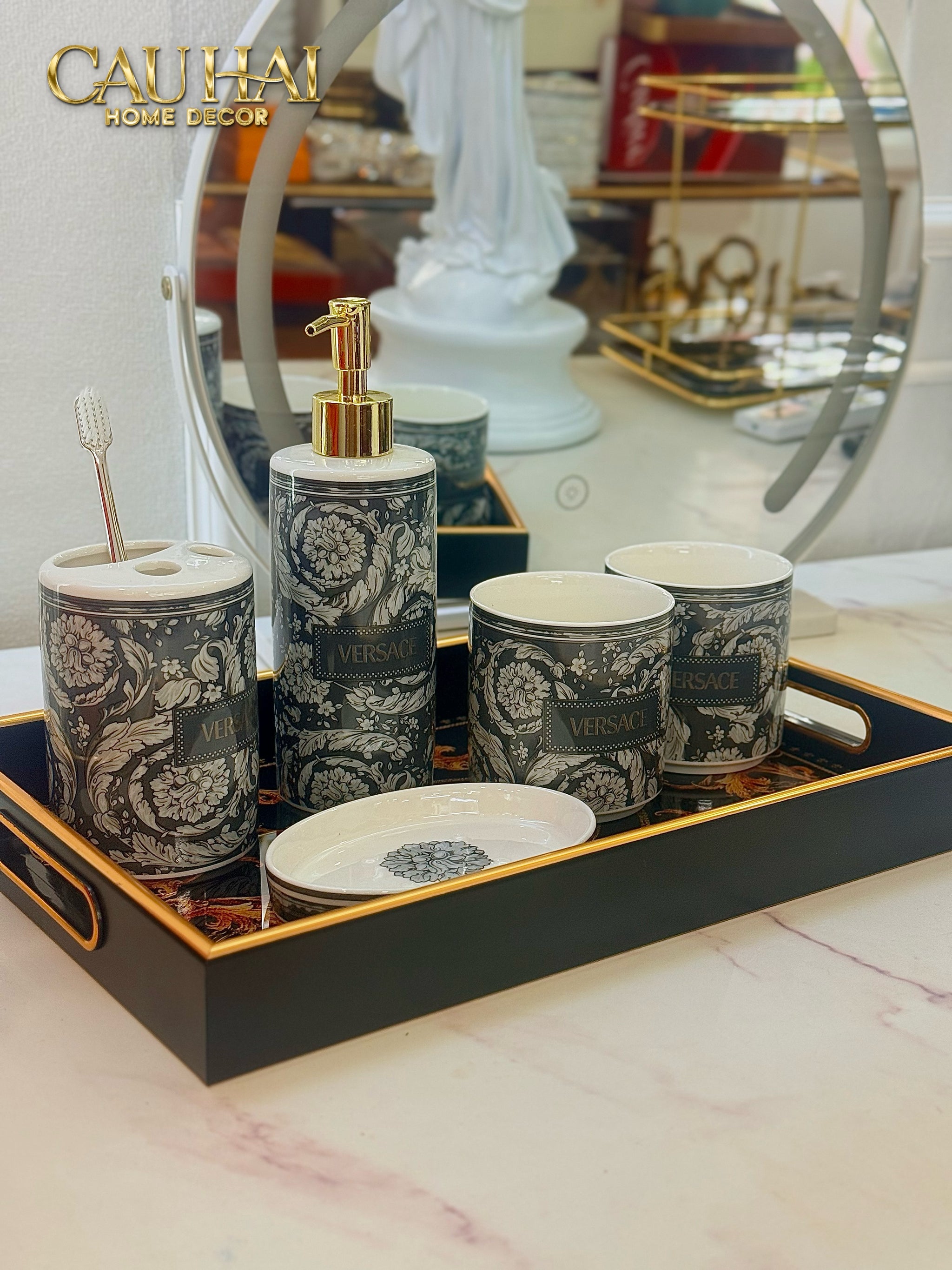 Maison Couture - Set Nhà Tắm V Class Medusa Graphiite Barocco Haze 5Pcs