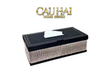 HỘP KHĂN GIẤY EMBOSS LUX CROC GRAPHITE LEATHER