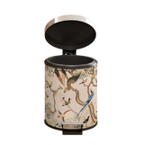 Thùng Rác Bọc Da Đạp Chân Thép Chinoserie Jardin Des Oiseaux Ivory 12L 25x30
