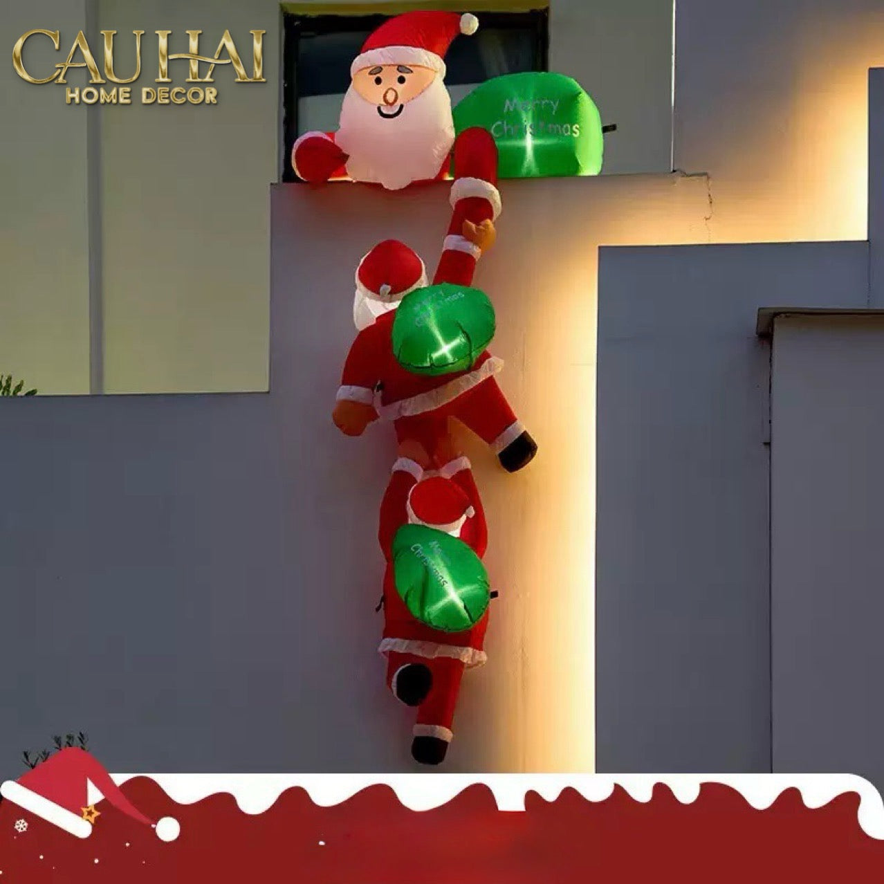 Fêtes Couture - Set 3 Ông Già Noel Triple Santa Climbing Tower-CẬU HAI HOME DECOR