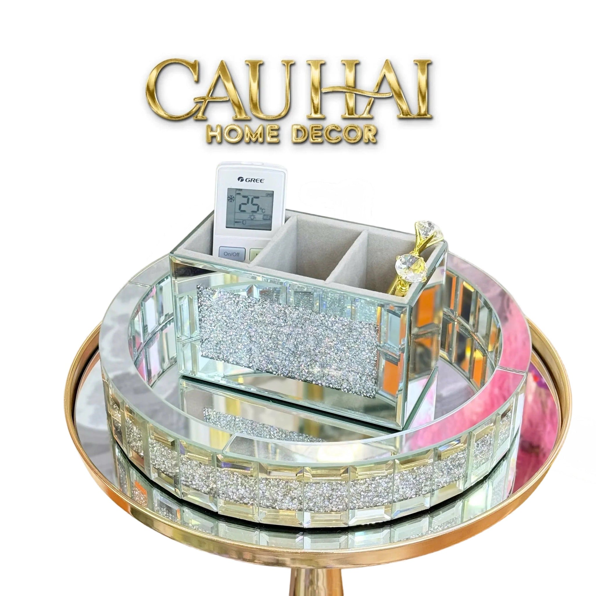 Haute Folie - Khay Gương Tròn Đế Xoay Mirror Argenté D30