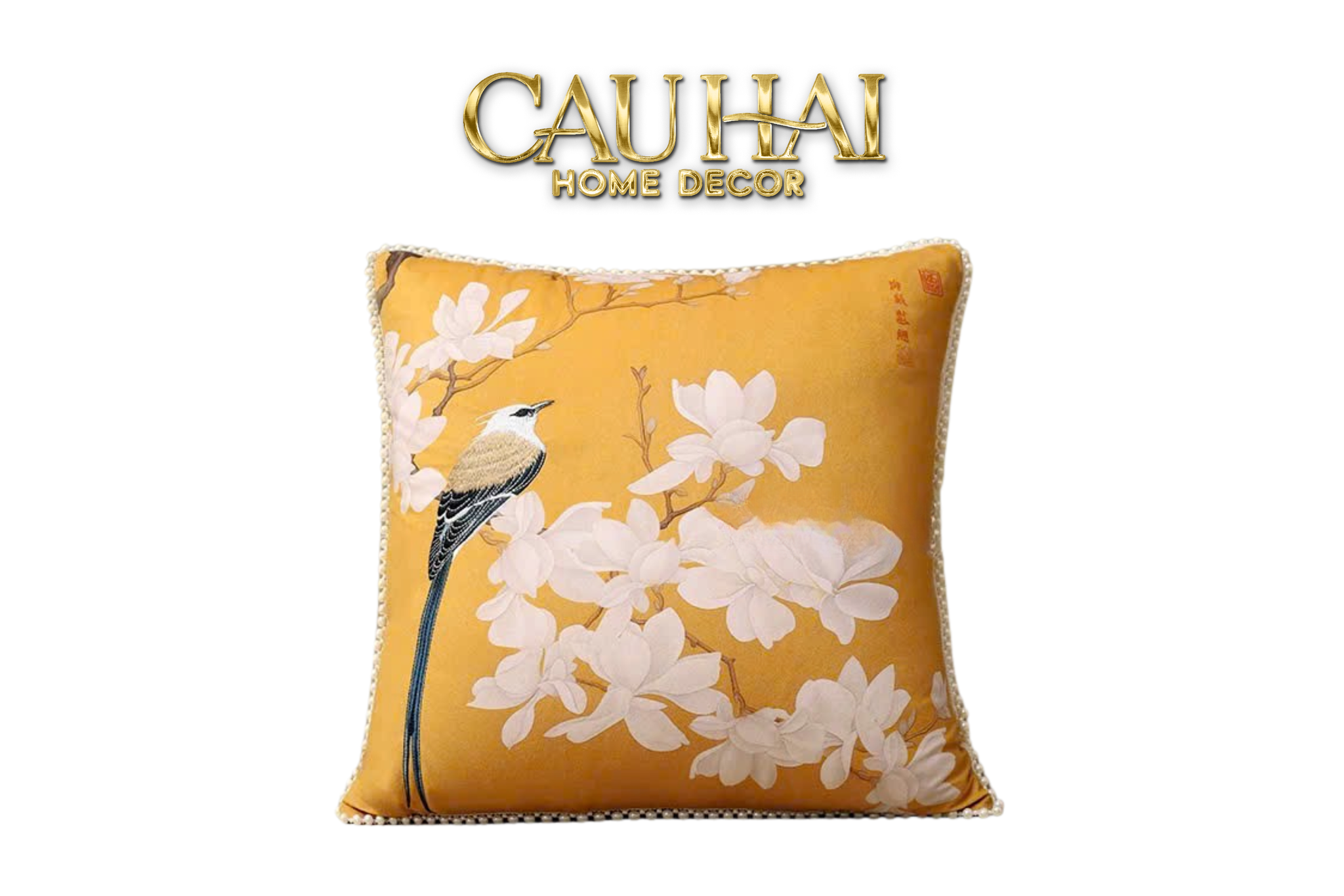 Vỏ Gối Nhung Họa Tiết Thêu Yến Uyển 45