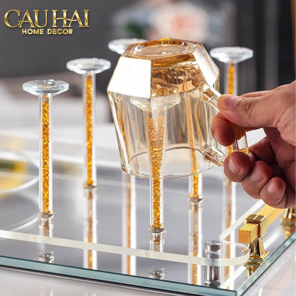 Maison Couture – Khay Úp Ly Cristalleries 6 Slot 2-In-1 Bar Tray – Aurum