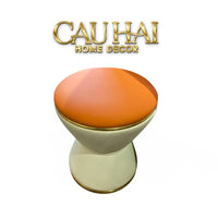 Ghế Đôn Da Hourglass Atelier Ivory H37