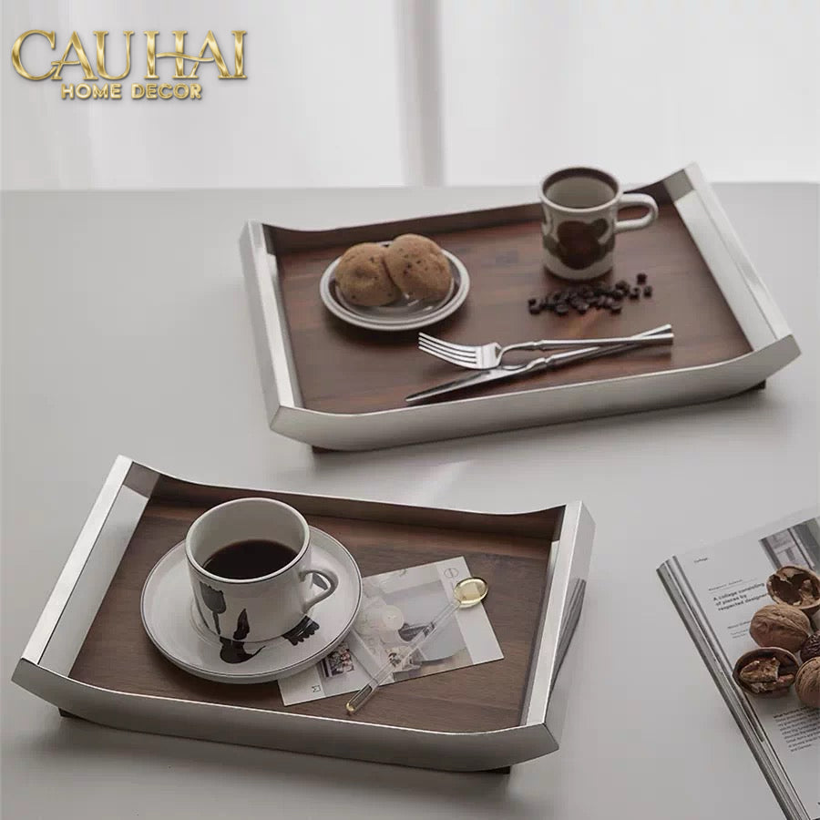 Khay Trang Trí Gỗ Chữ Nhật Sterling Walnut 45x30