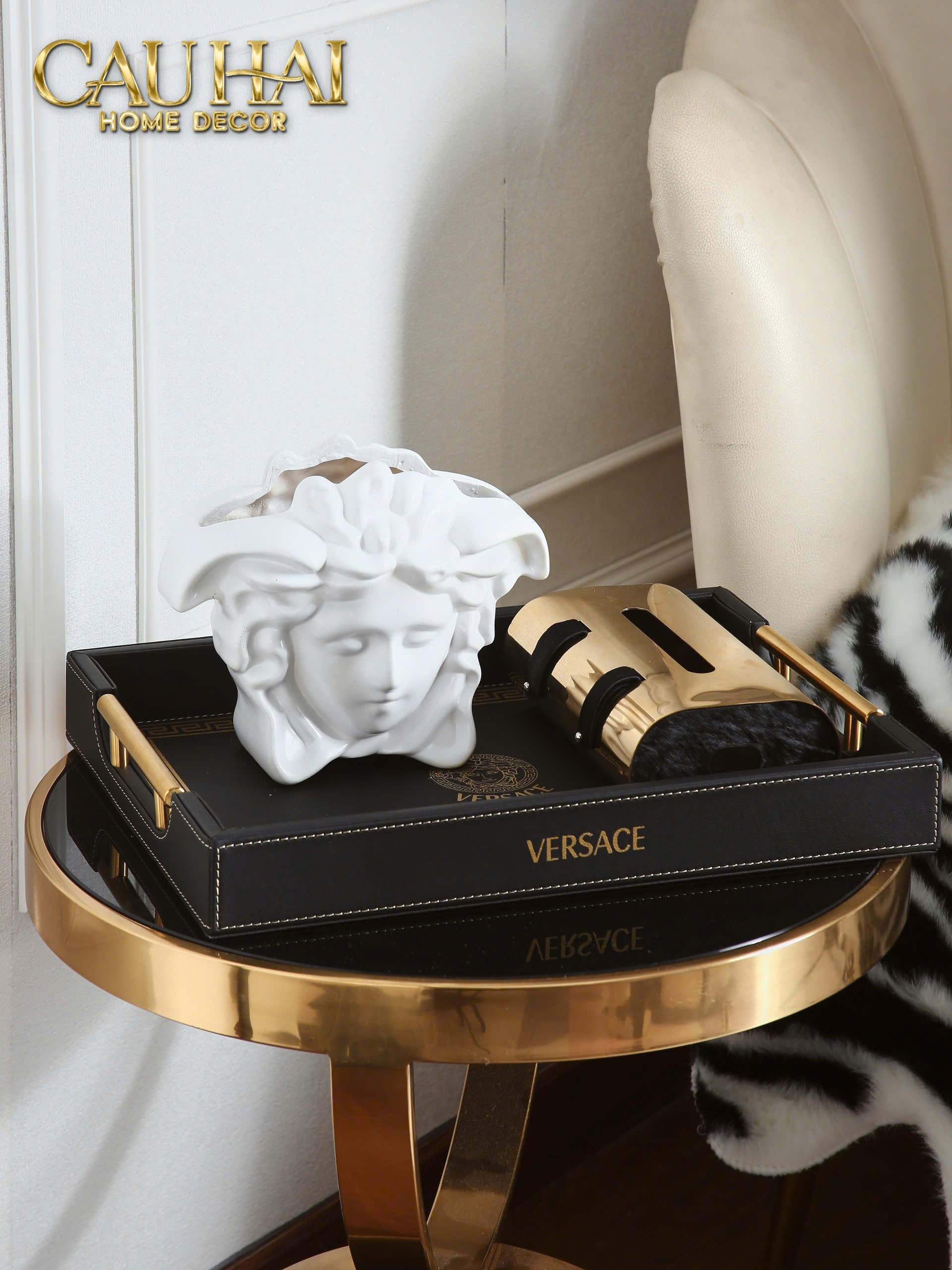 Tượng Bình Hoa Medusa Vs Signature Vase - Blue / Blanc-CẬU HAI HOME DECOR