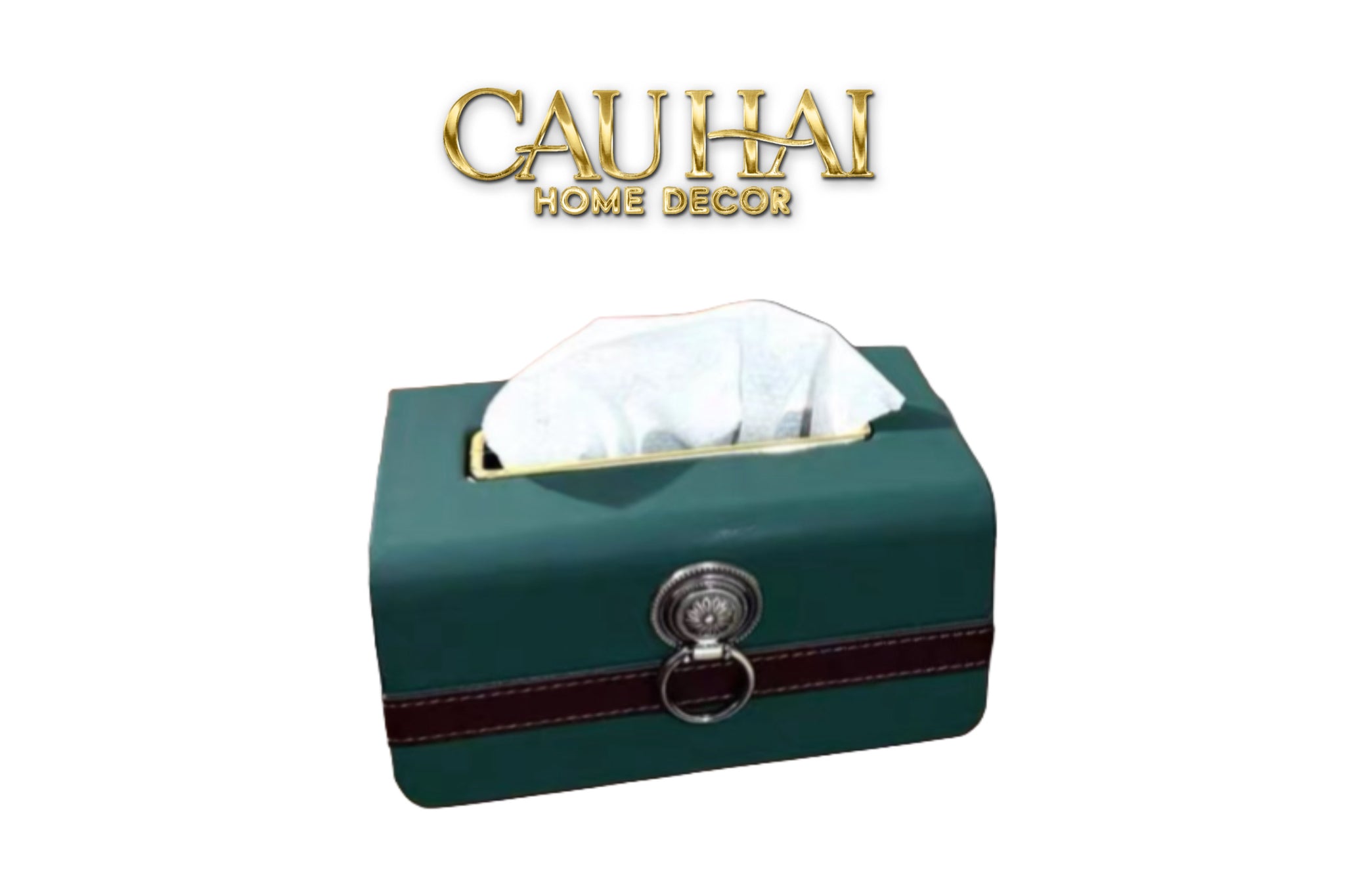 HỘP KHĂN GIẤY LUX VERIDANT LEATHER CHESTNUT